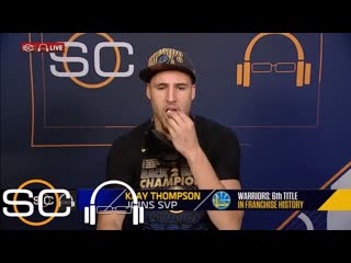 Klay Thompson joins SportsCenter to eat popcorn and celebrate third NBA title | SC with SVP | ESPN