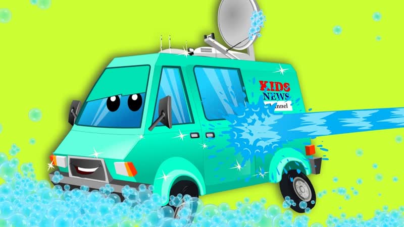 News van, car wash, cartoon special street vehicles, video for