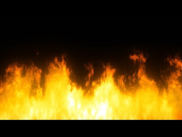 Fire flames burn on a black background, Stock