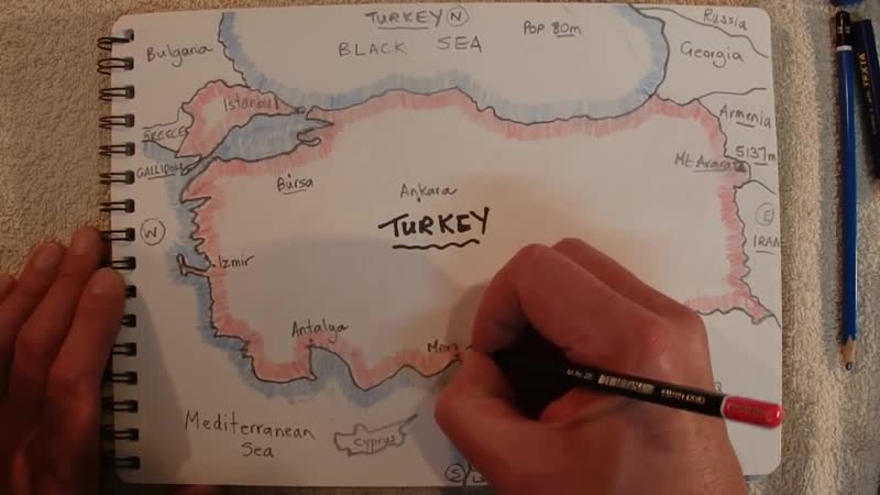 ASMR Map of Turkey Australian Accent Chewing Gum Describing in a Quiet