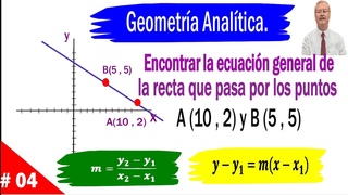 Geometría analítica . Encontrar la ecuación general de la recta que pasa por los puntos....