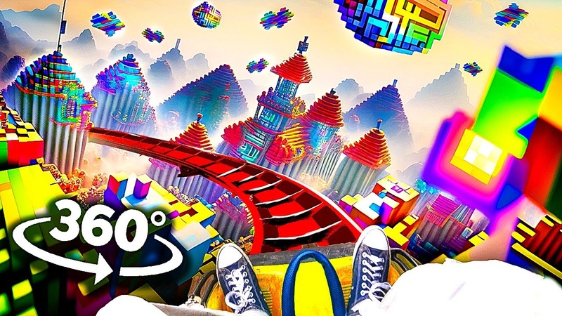 360 VR Optical Illusions, Roller Coaster, 4 K
