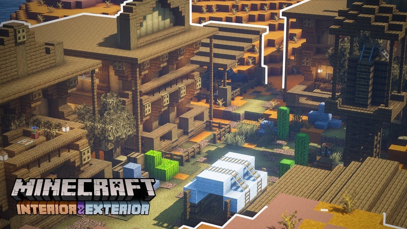 Minecraft Interior Exterior: Western Village ( House, Bank,