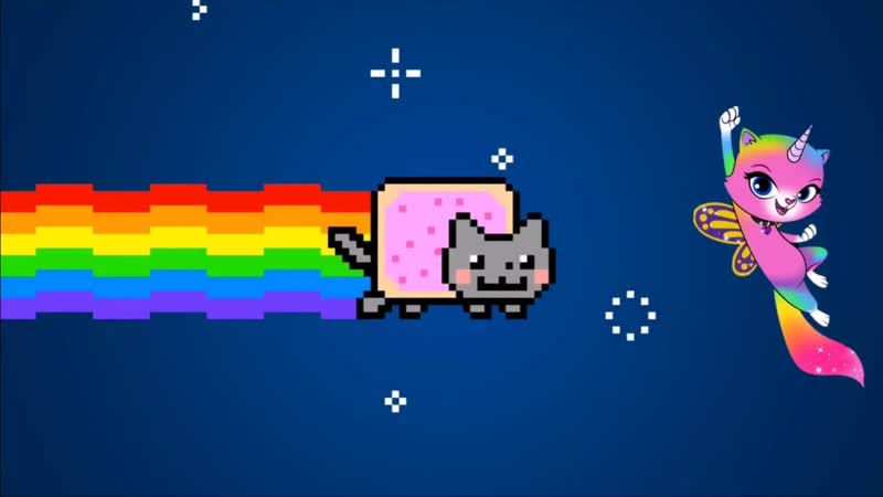 Нян Кэт и Радужно бабочково единорожная кошка, Nyan Cat and Rainbow
