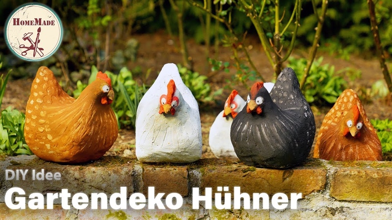 DIY, Gartendeko Hühner selber machen, wetterfeste Dekoidee für Balkon und Terasse,