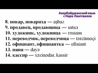 Азербайджанский язык. Должности и профессии TOP 30. Спортсмен idmançı / переводчик tərcüməçi  и т.д