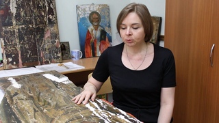 Работа по восстановлению храмовых икон в мастерской ОмДС