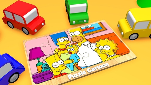 The Simpsons. Puzzle cartoon with colored