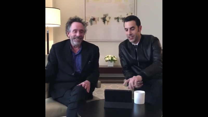 Were LIVE with Sacha Baron Cohen and Tim Burton Official Page talking Alice Through The Looking