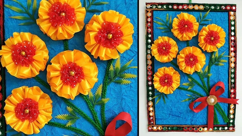 Satin Ribbon Flower Wall Hanging, New Home Decor
