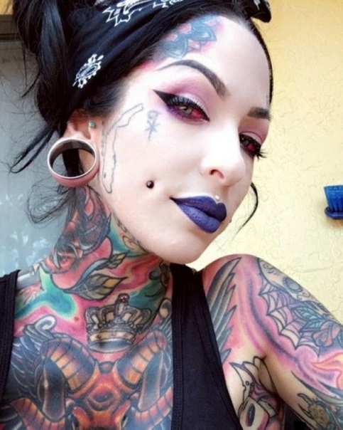 Vintage tattoo girl piercing