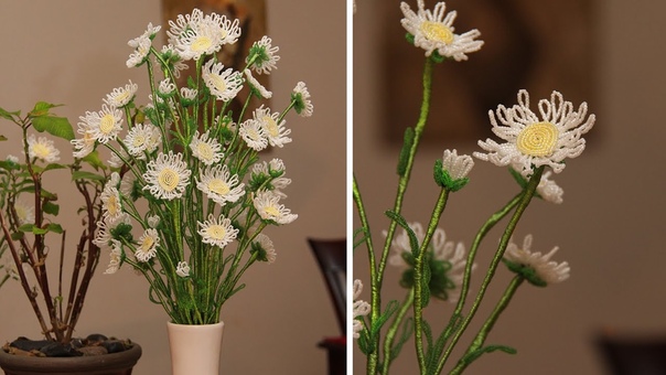 French beaded flowers wild daisy Bead Flora