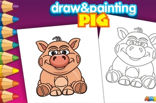 Animated Coloring Pages, Coloring Book How to Draw Cute Cartoon Piggy | Children, Kid Learning Video