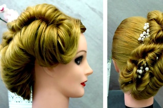 Asymmetrical  bridal hairstyle/The rubber band technique