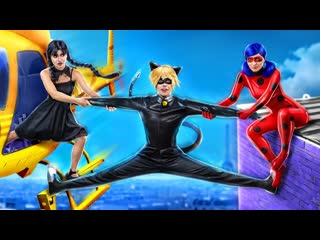 ЛЕДИ БАГ И СУПЕР КОТ! Уэнсдей Аддамс увела бойфренда Леди Баг!