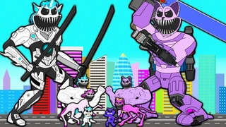 FAMILY CYBORG CRAFTYCORN VS FAMILY CYBORG CATNAP! Poppy Playtime Chapter 3 Cartoon Animation