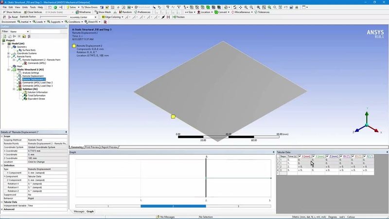 Adding a New Displacement after a Load Step in Ansys