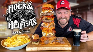 Dublin's Tallest Burger!! Man vs Hogs & Heifers' 50/50 Irish Bacon Cheeseburger Challenge!!
